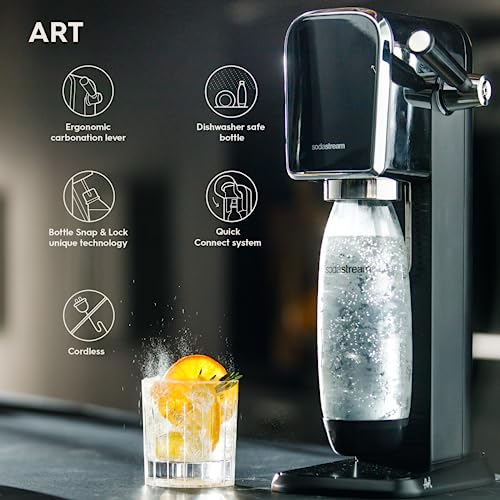SodaStream Art – Schwarz, CO₂-Zylinder + 1L PET-Flasche